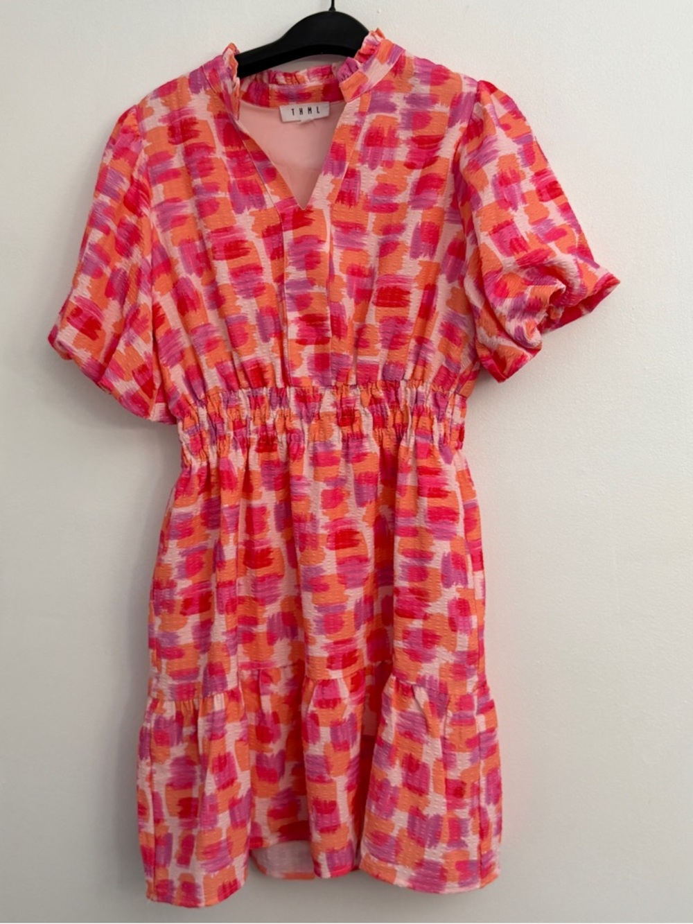 THML Debbie Dress Puff Sleeve Print Floral Cottagecore Sz M